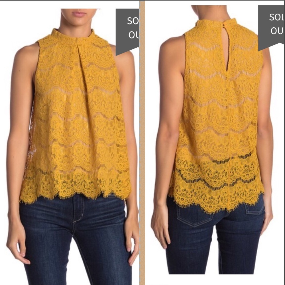 Love, Fire Ladies Mock Neck Lace Tank Top NWT